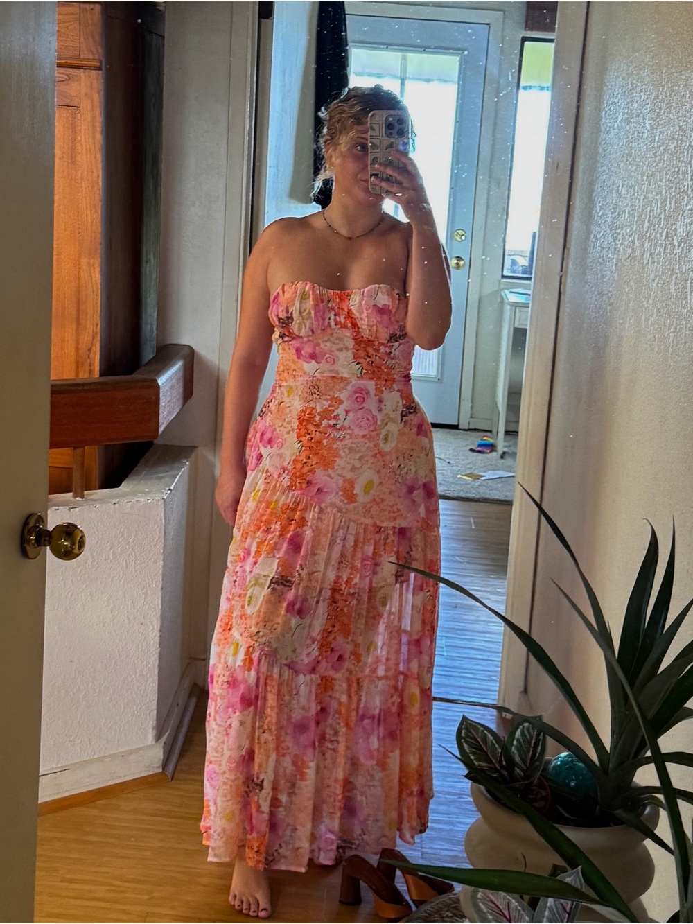 Hello Molly  Floral Maxi Dress in Pink and Orange